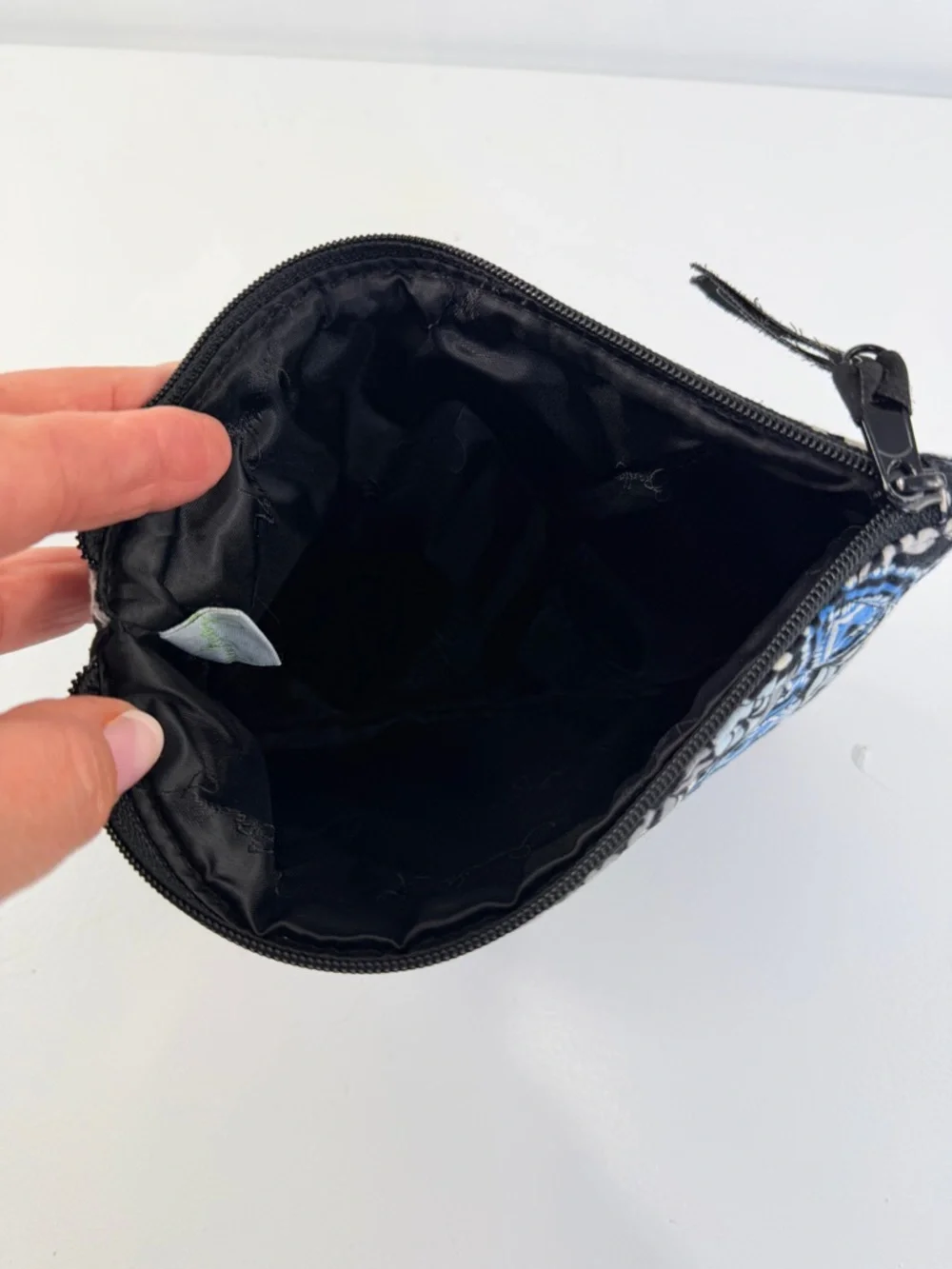 Vera Bradley Black and Blue Floral Zip Cosmetic‎ Pouch